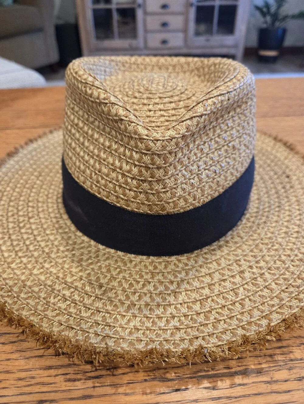 Eric Javits UPF 50+ Fedora Sun Hat Black Band Tan Packable Squishee Lightweight - Picture 5 of 13